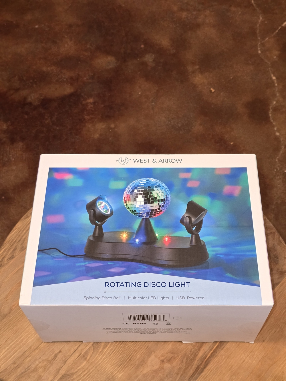 West & Arrow Rotating Disco Ball Party Projector USB Multicolor NIB